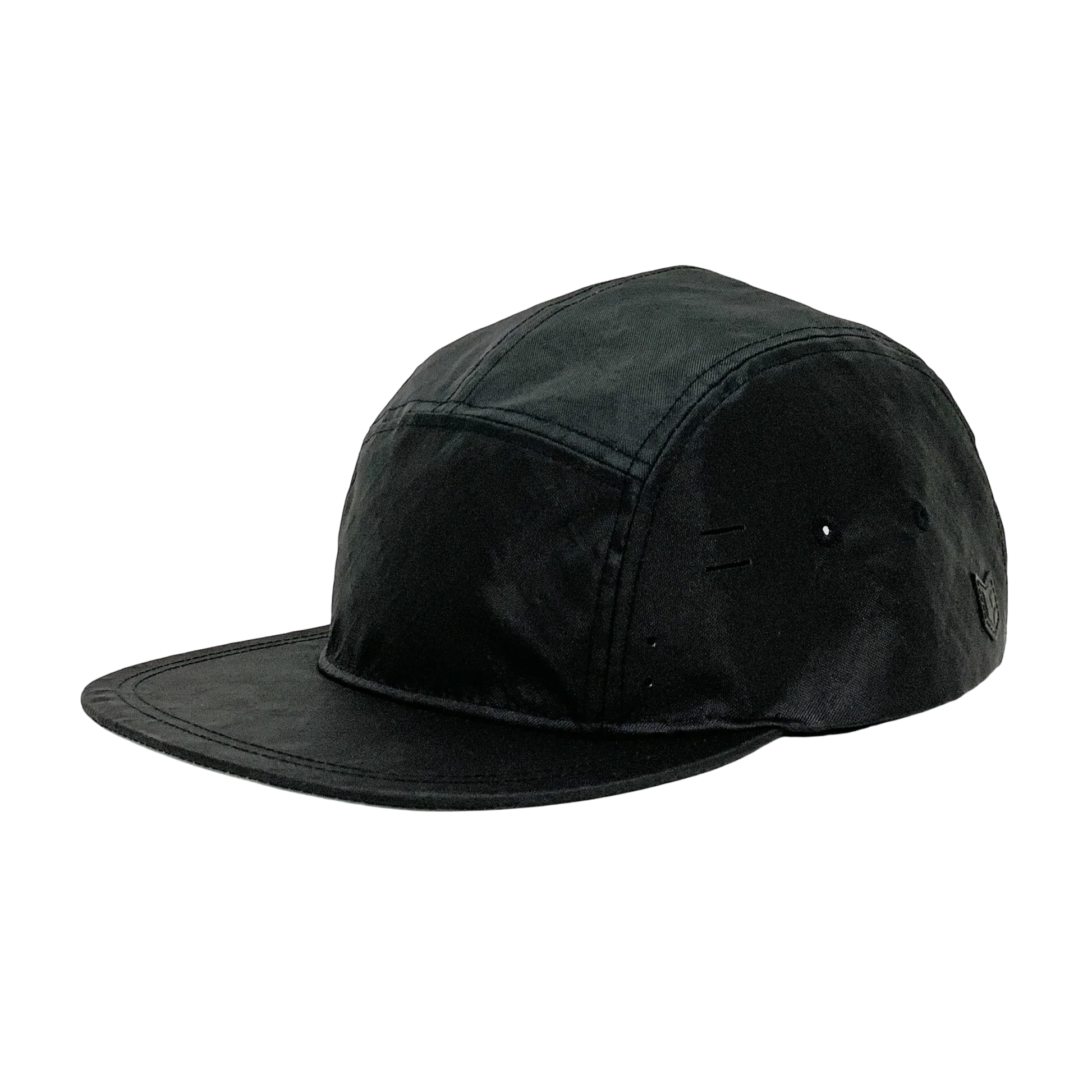 Utility hat made of durable waterproof coated ECOPAK™ fabric, with multiple laser-cut slits and ventilation openings, quick release adjustment strap, and reflexive tab for night time visibility.