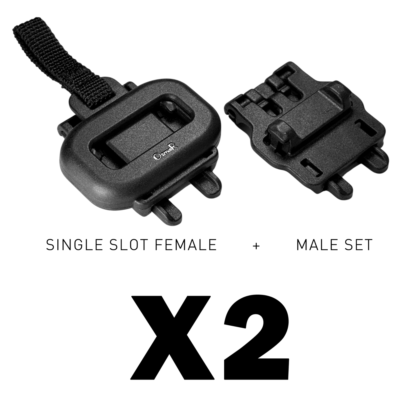 MOLLE single-slot pull-cord magnetic buckle (male + female set) x2, for long rectangular pouches
