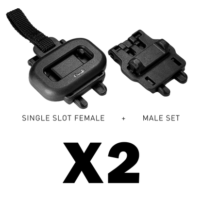 MOLLE single-slot pull-cord magnetic buckle (male + female set) x2, for long rectangular pouches