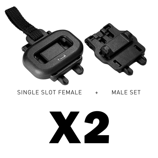 MOLLE single-slot pull-cord magnetic buckle (male + female set) x2, for long rectangular pouches